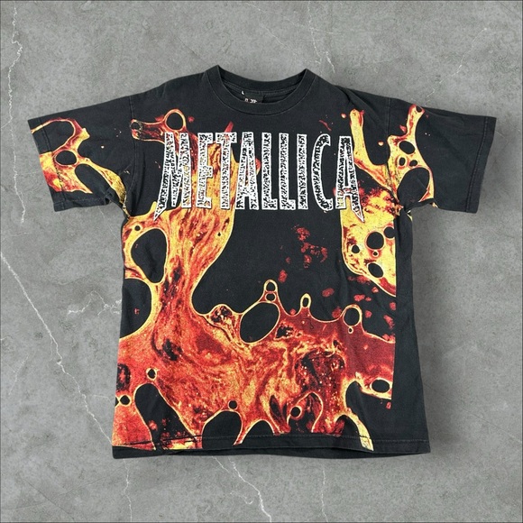 Vintage Metallica Shirt Mens Large Black Load AOP‎ Band Tee 90s Giant Tag Rare